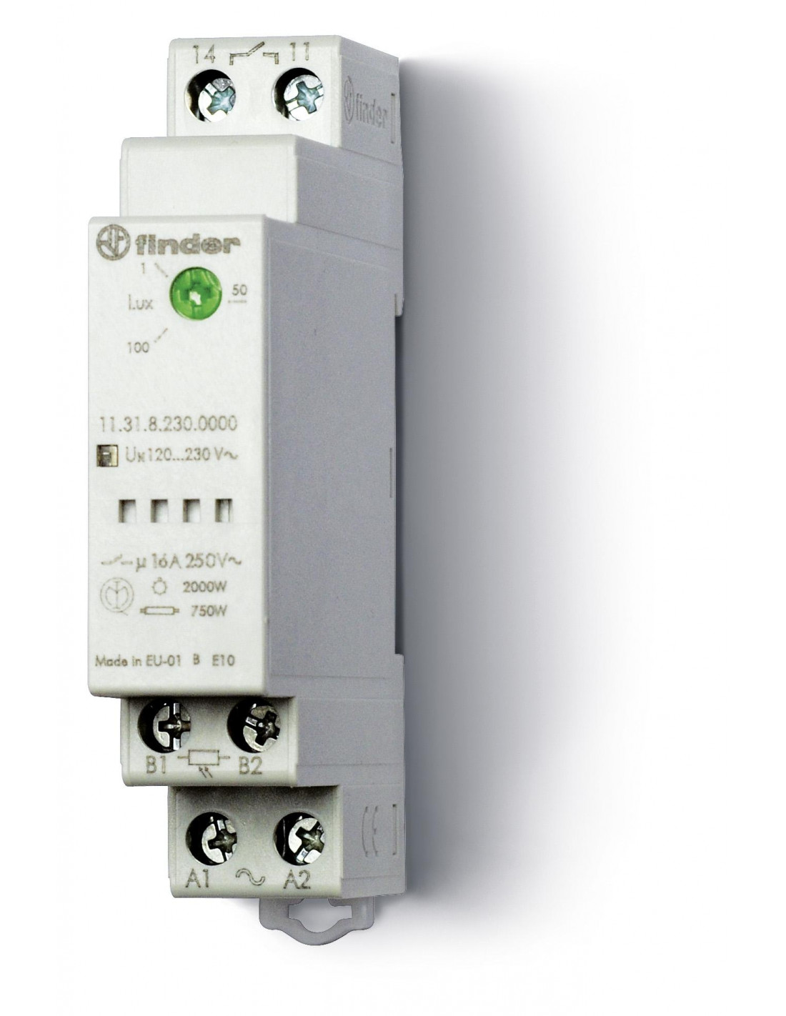 Crépusculaire 1NO 16A 12 à 24V AC DC largeur 17,5mm FINDER 113100240000PAS
