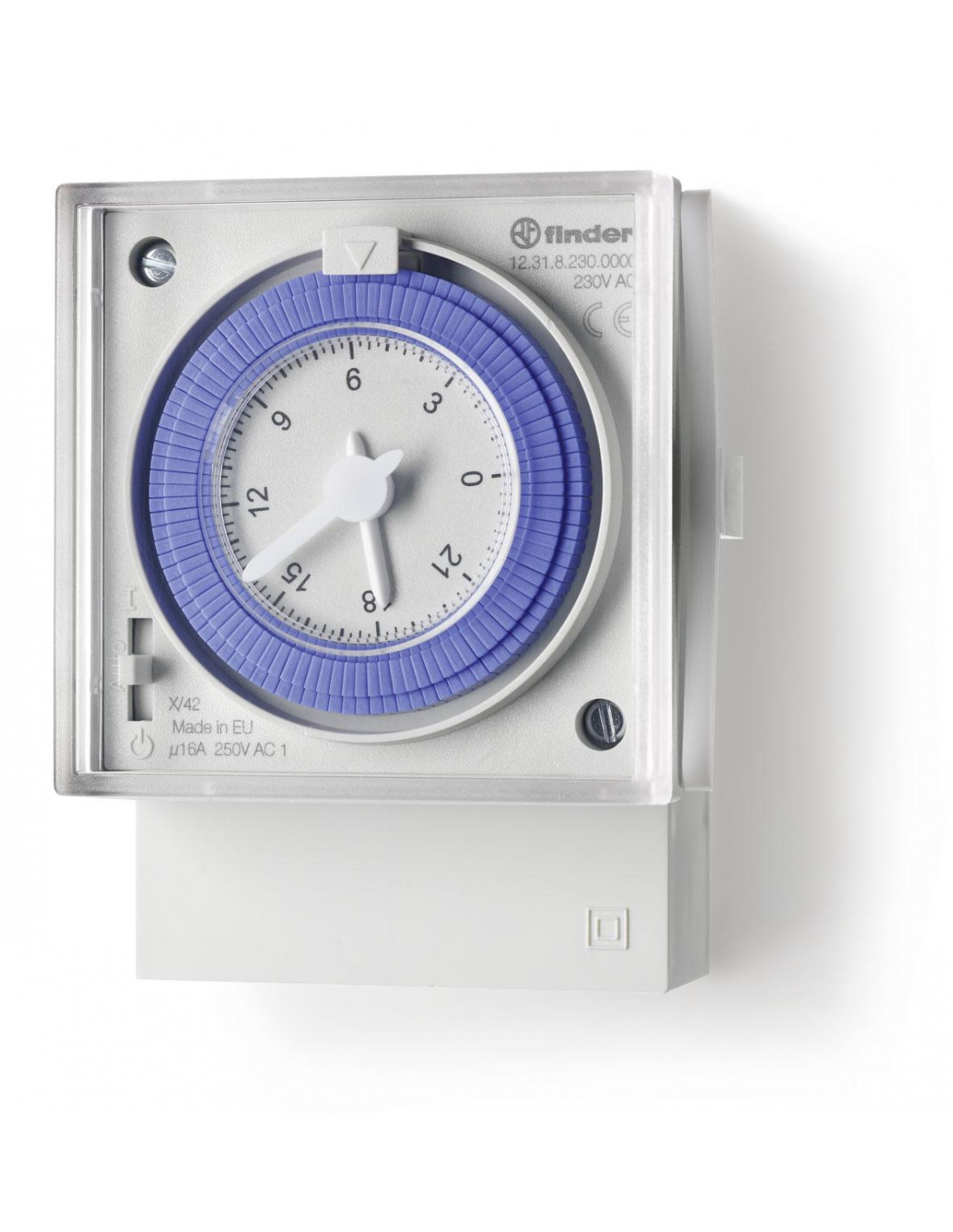 Horloge journalière mécanique 1 inverseur 16A 230V AC avec réserve de marche FINDER 123182300000PAS
