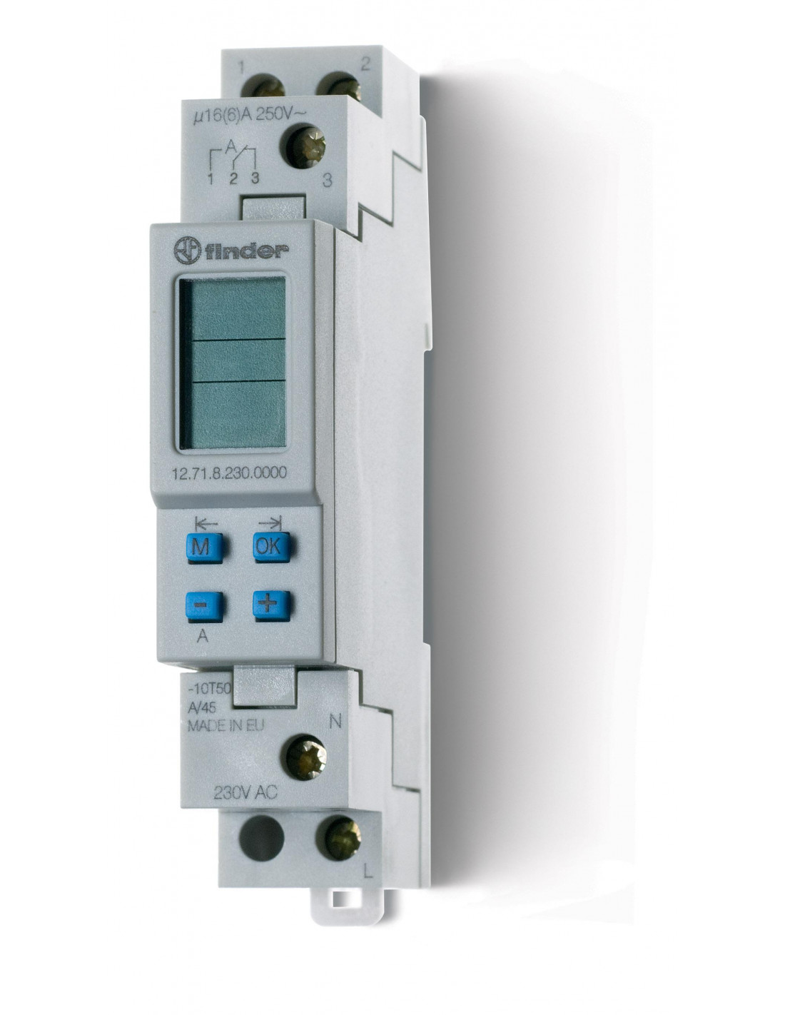 Horloge hebdomadaire digitale 1 inverseur 16A 24V AC DC FINDER 127100240000PAS