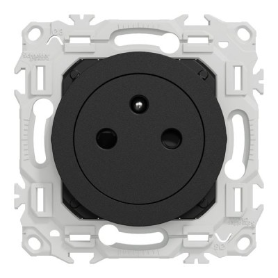 Schneider Odace - prise 2P+T affleurante - bornes automatiques - noir onyx - Réf : S940052